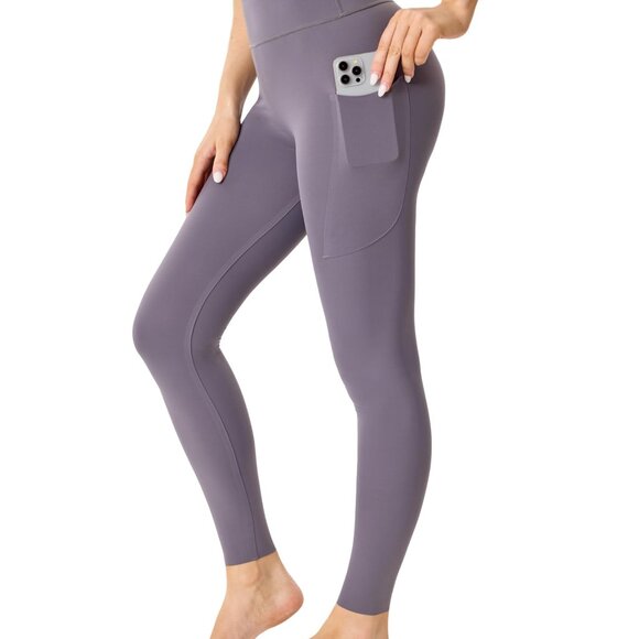 Womens Workout Leggings Seamless Athletic Tummy Control Yoga Pants with Pockets - Picture 1 of 5